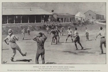 Fußball auf Kreta, wie sich der britische Soldat amüsiert